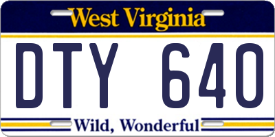 WV license plate DTY640