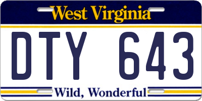 WV license plate DTY643