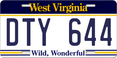 WV license plate DTY644