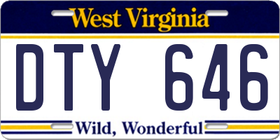 WV license plate DTY646