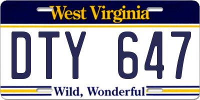 WV license plate DTY647