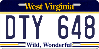 WV license plate DTY648
