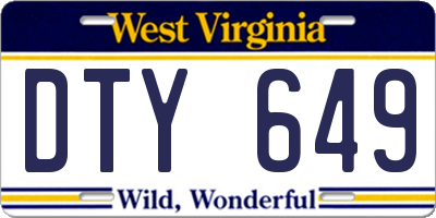 WV license plate DTY649