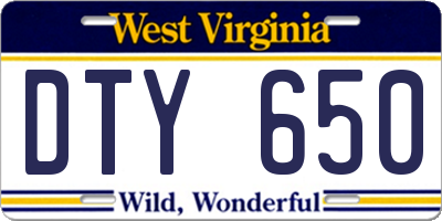 WV license plate DTY650