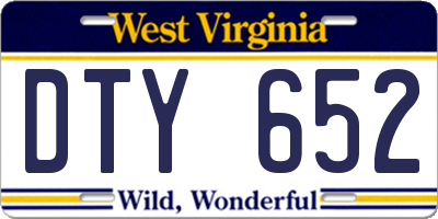 WV license plate DTY652