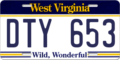 WV license plate DTY653