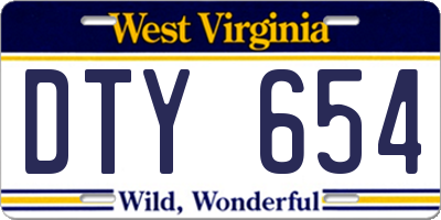 WV license plate DTY654