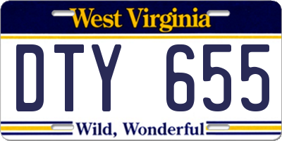 WV license plate DTY655