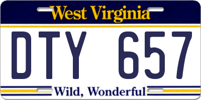WV license plate DTY657