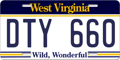 WV license plate DTY660