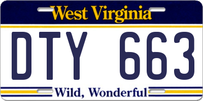 WV license plate DTY663