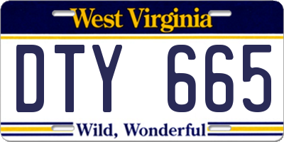 WV license plate DTY665