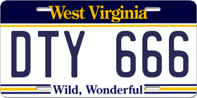 WV license plate DTY666
