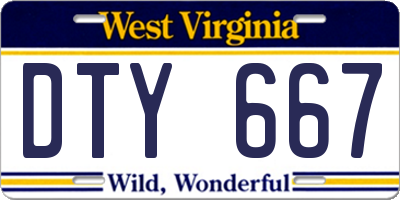 WV license plate DTY667