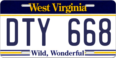 WV license plate DTY668
