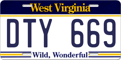 WV license plate DTY669