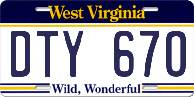 WV license plate DTY670