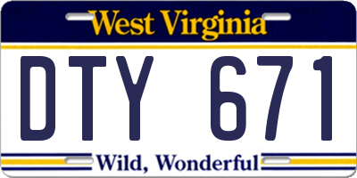 WV license plate DTY671