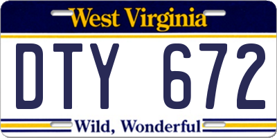 WV license plate DTY672