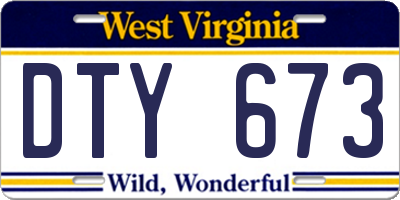 WV license plate DTY673