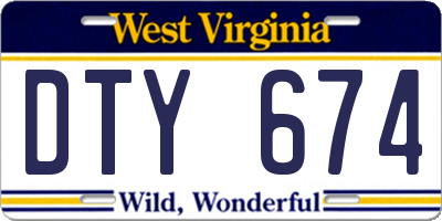 WV license plate DTY674