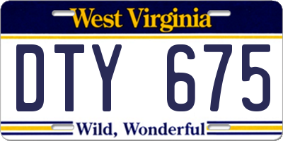 WV license plate DTY675