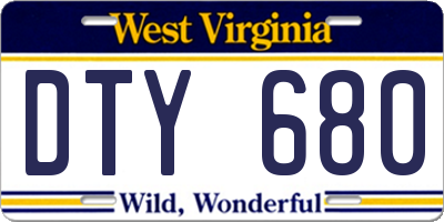 WV license plate DTY680