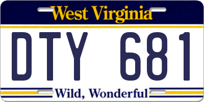 WV license plate DTY681