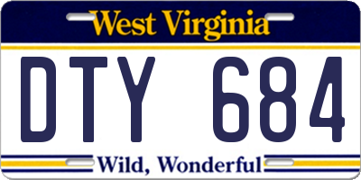 WV license plate DTY684