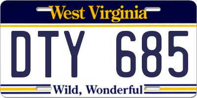 WV license plate DTY685