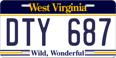 WV license plate DTY687