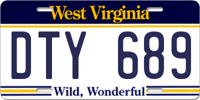 WV license plate DTY689