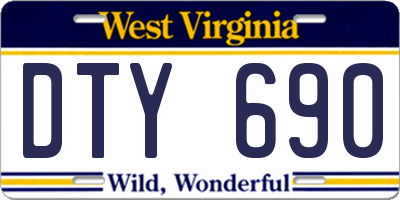 WV license plate DTY690