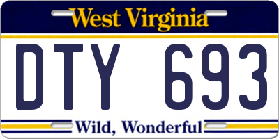 WV license plate DTY693