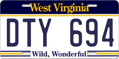 WV license plate DTY694