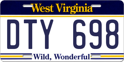 WV license plate DTY698