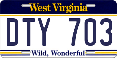 WV license plate DTY703