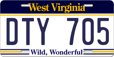 WV license plate DTY705