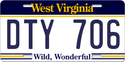 WV license plate DTY706