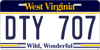 WV license plate DTY707