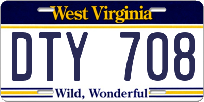WV license plate DTY708