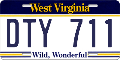 WV license plate DTY711