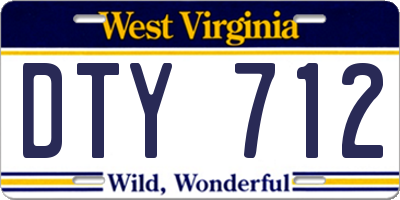 WV license plate DTY712
