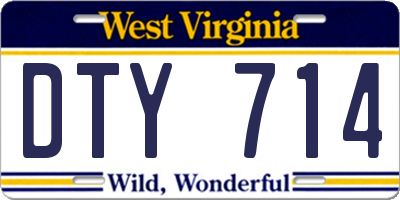 WV license plate DTY714