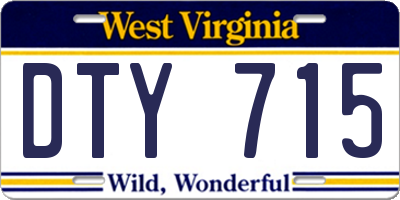 WV license plate DTY715