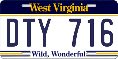 WV license plate DTY716
