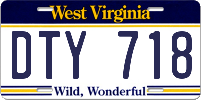 WV license plate DTY718