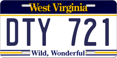 WV license plate DTY721