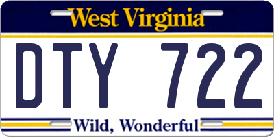 WV license plate DTY722