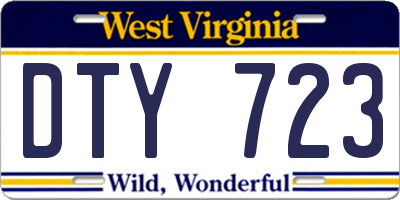 WV license plate DTY723
